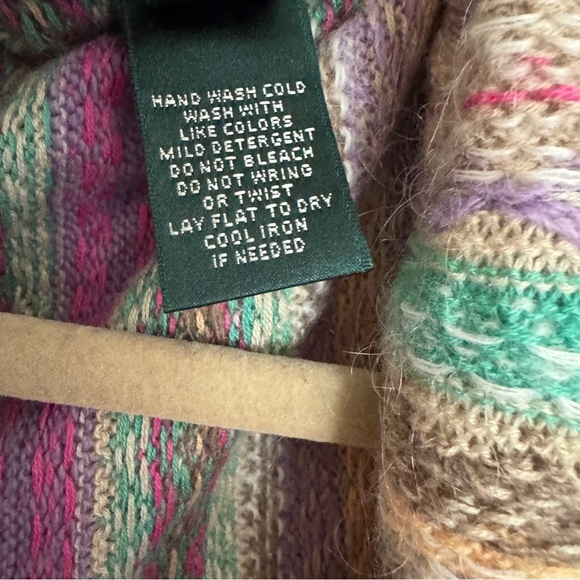 NWT Lauren Ralph Lauren Wool Cashmere Blend Tribal Open Front Cardigan One Size - Picture 9 of 9